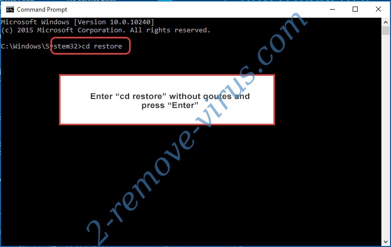 Uninstall Acrux ransomware - command prompt restore