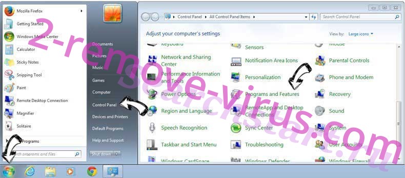 Uninstall Main Ready virus from Windows 7