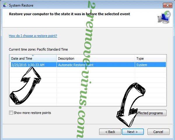 Cj Ransomware - restore point