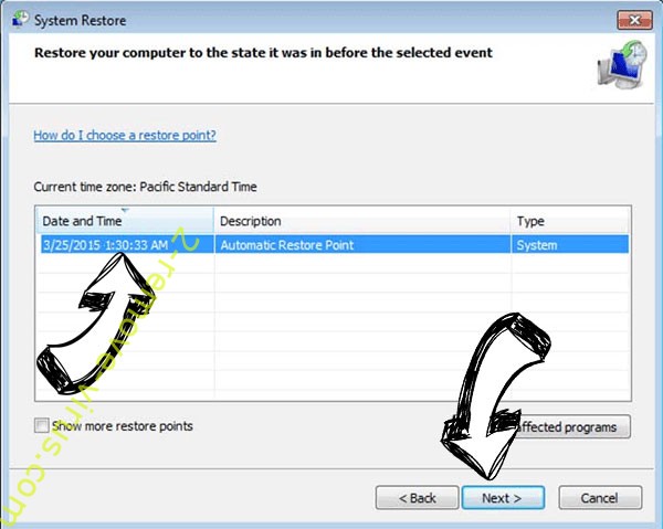 Dwqs Ransomware - restore point