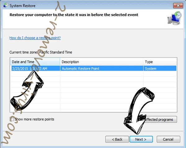 Huis_bn Ransomware - restore point