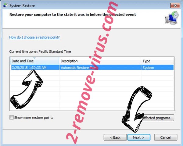 Crackvirus Ransomware - restore point