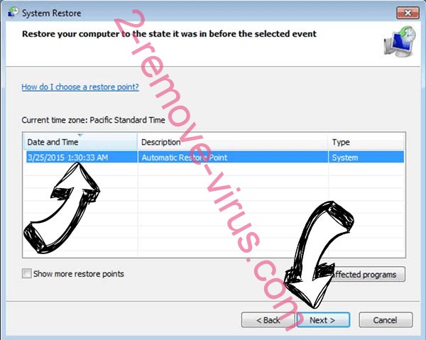 Eye ransomware - restore point