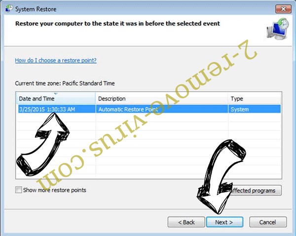 Acute ransomware - restore point