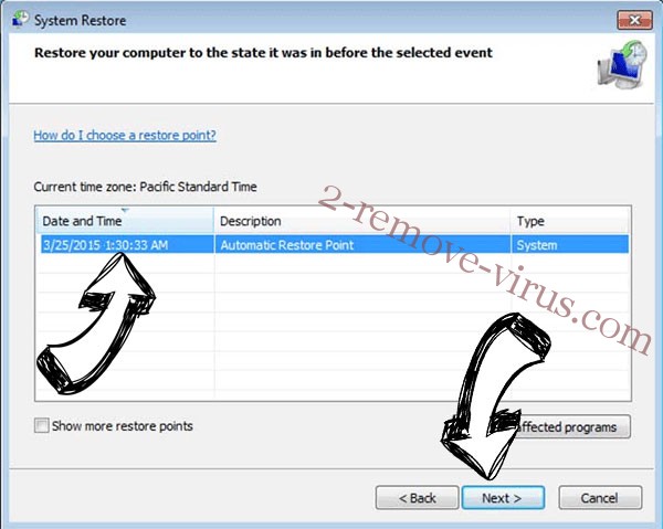 .Nile file ransomware - restore point