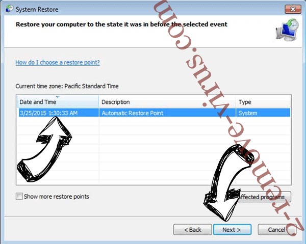 .TiNx file Virus - restore point