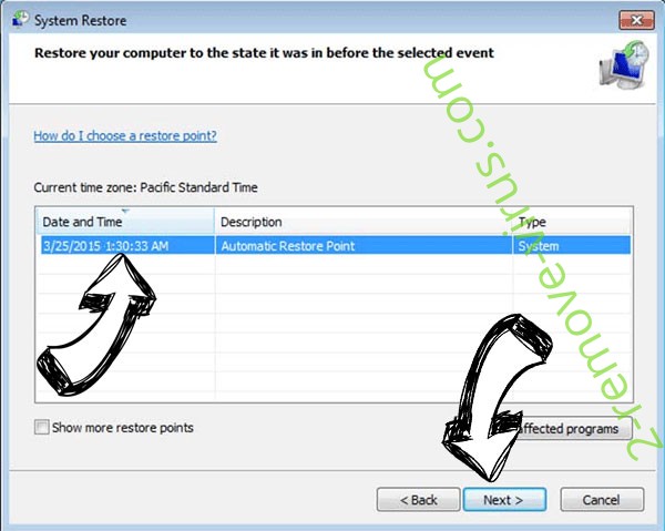 InfinityShadow ransomware virus - restore point