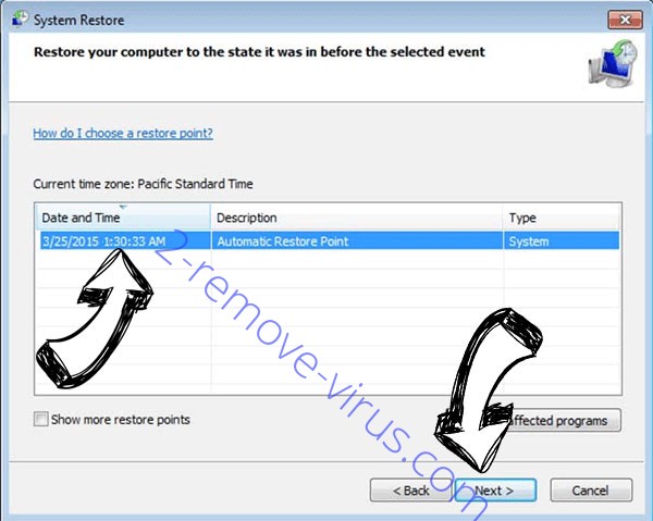 Rar1 ransomware - restore point