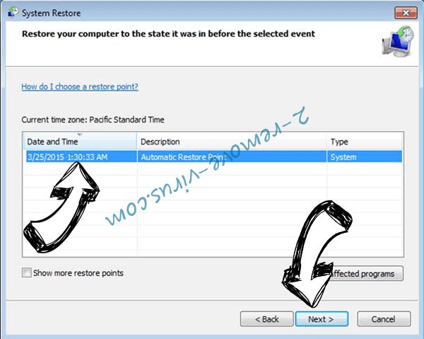 Axiom ransomware - restore point