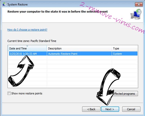 .hese extension virus - restore point