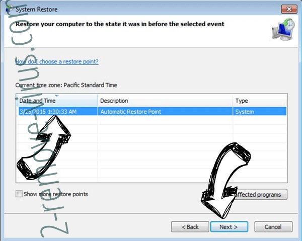 Lockey Ransomware - restore point