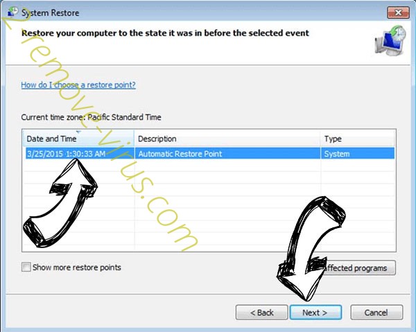 Eemv Ransomware - restore point