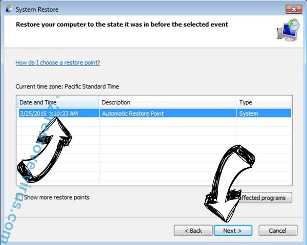 Hbdalna ransomware - restore point