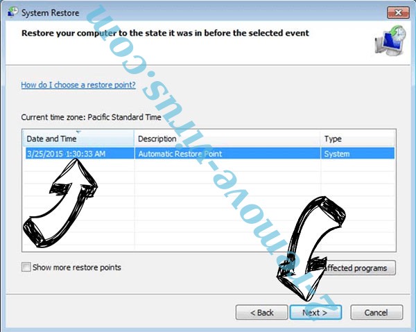 Entfernen .ReadInstructions files virus - restore point