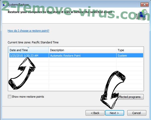 Aawt (.aawt) ransomware - restore point