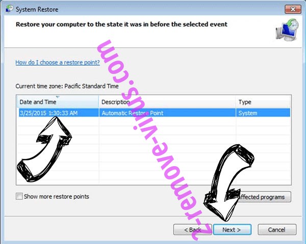 Oflg (.oflg) ransomware - restore point