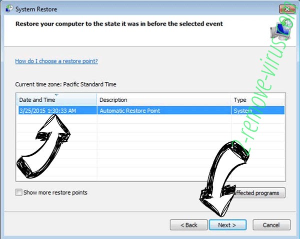 .Mijnal file ransomware - restore point