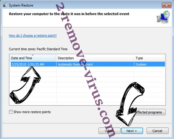 .Mockba file ransomware - restore point