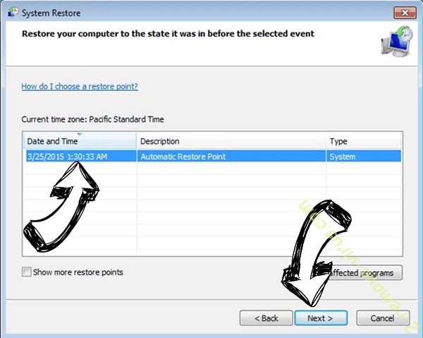 Mosk file ransomware - restore point