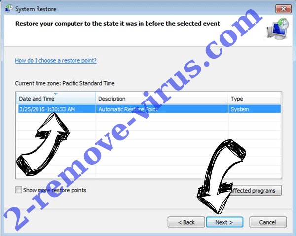 Bip Ransomware - restore point