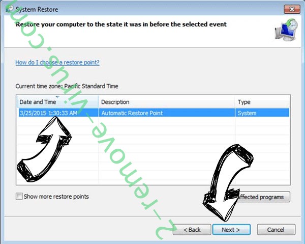 .TR file ransomware - restore point