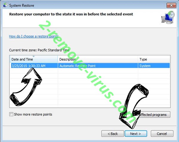 Stinger Virus - restore point