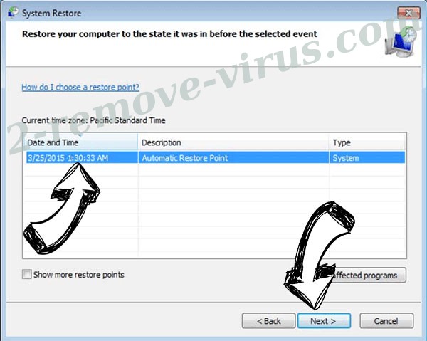 Crab File Virus - restore point