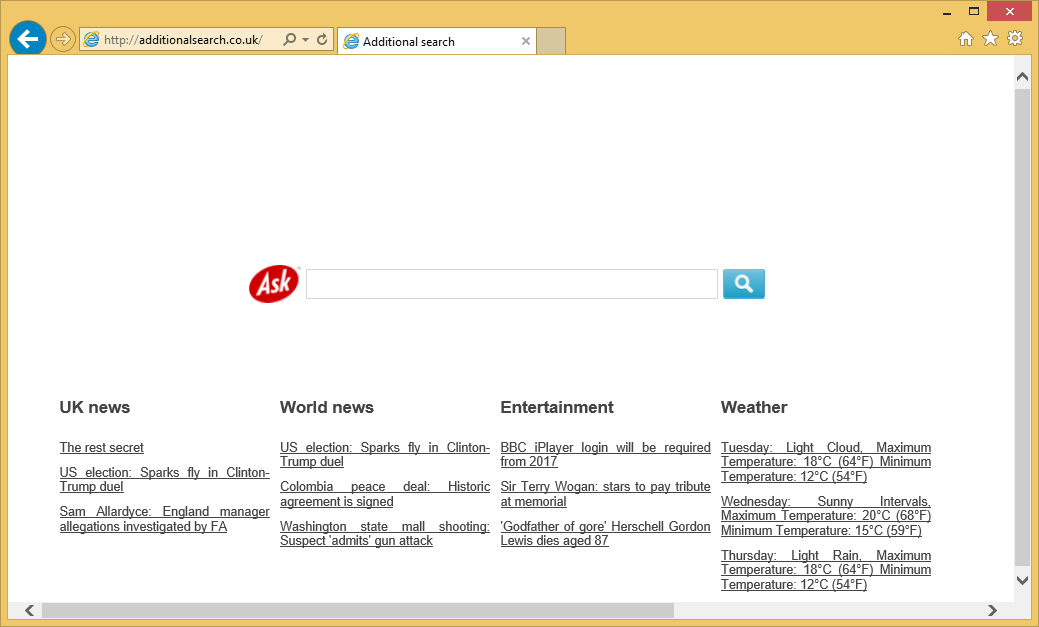 Rimuovere Additionalsearch.co.uk