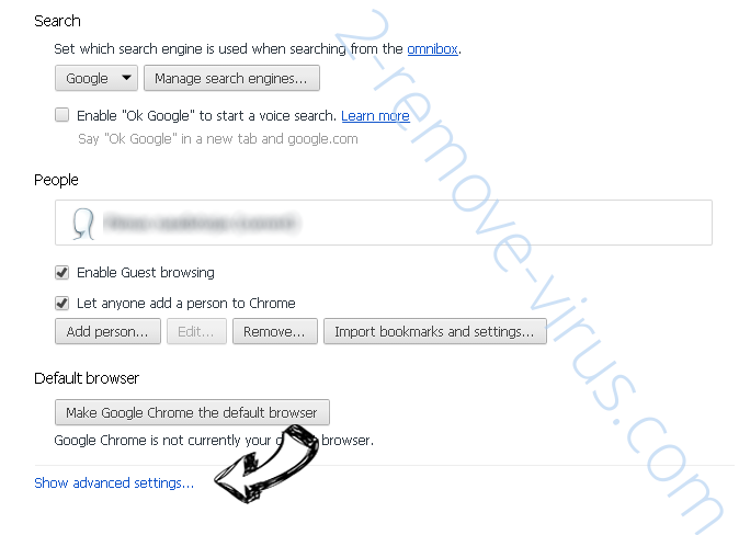 UpSearches Chrome settings more