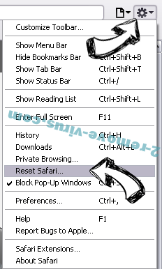 UpSearches Safari reset menu