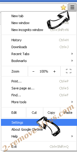 Search.parcelfindertab.com Chrome menu