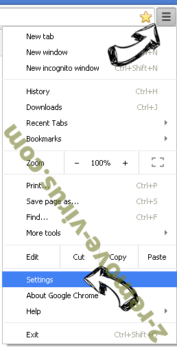 Searchpage.com Virus Chrome menu