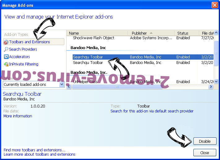 Searchpage.com Virus IE toolbars and extensions