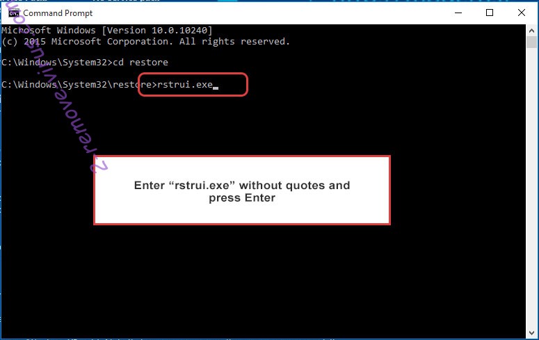 Delete IS ransomware - command prompt restore execute