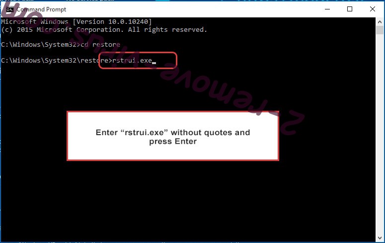Delete Aayu ransomware - command prompt restore execute