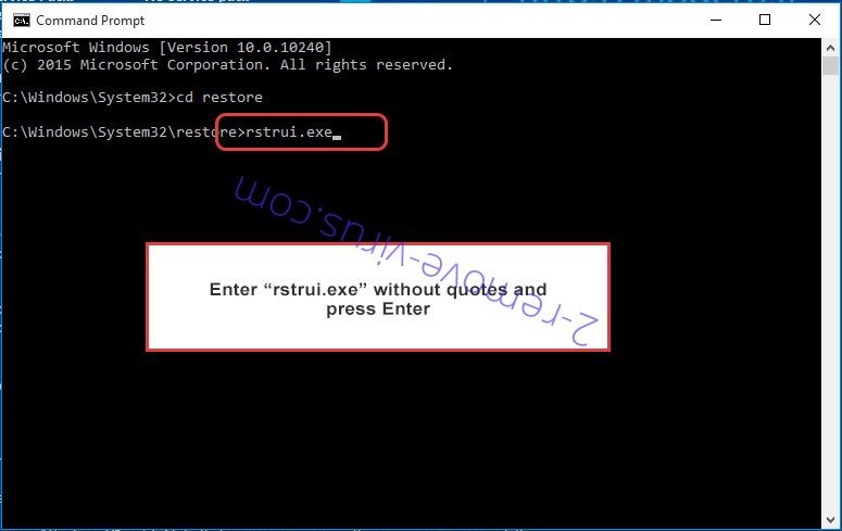 Delete Cyber Ransomware - command prompt restore execute