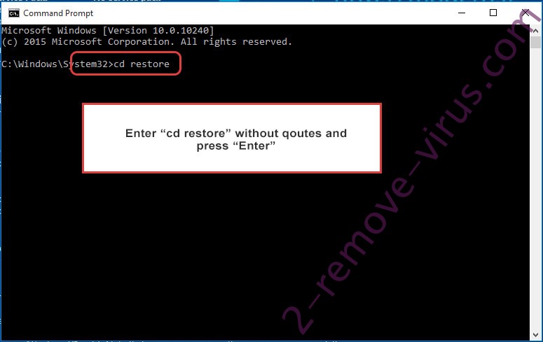 Uninstall Cracker Ransomware - command prompt restore