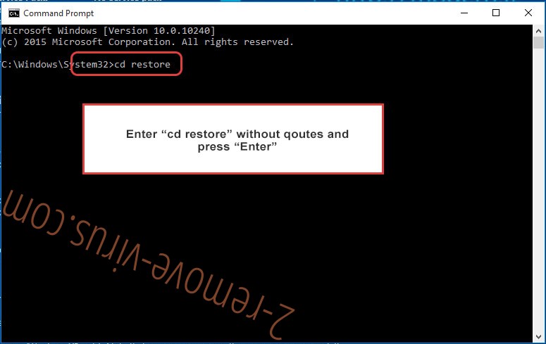 Uninstall BlackBit Ransomware - command prompt restore