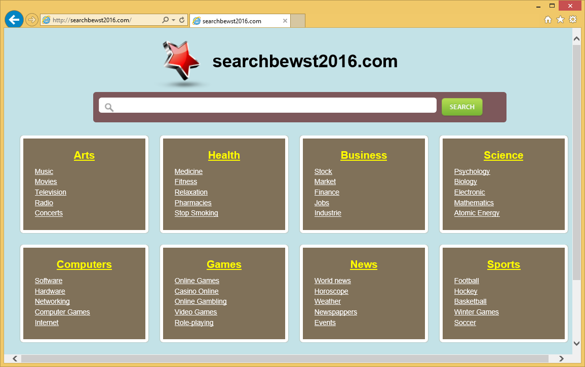Rimuovere Searchbewst2016.com