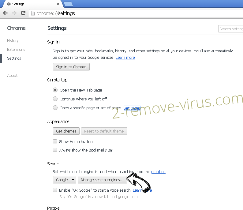 WiseSearches.com Redirect Chrome extensions disable