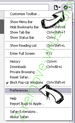 PC Support Center Adware Safari menu