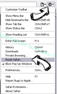PC Support Center Adware Safari reset menu