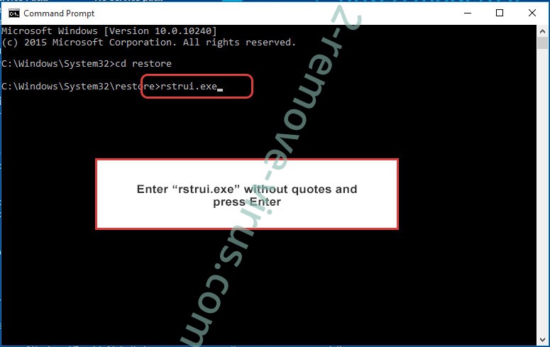 Delete Calix ransomware - command prompt restore execute