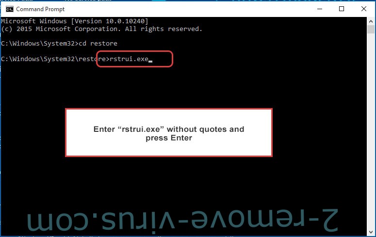 Delete .woodrat Files Ransomware - command prompt restore execute