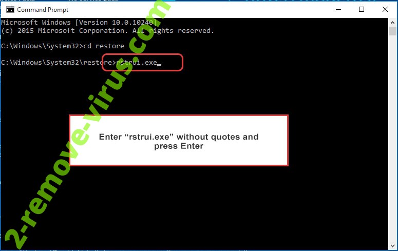 Delete Hauhitec Ransomware - command prompt restore execute