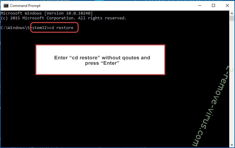 Uninstall Paradise Ransomware - command prompt restore