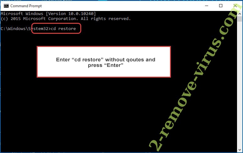 Uninstall Exotic Ransomware - command prompt restore