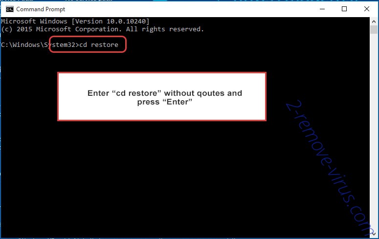Uninstall Nuow ransomware - command prompt restore