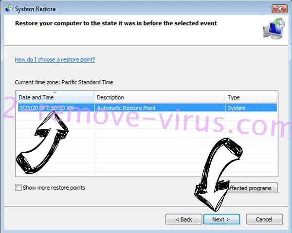 Tisc virus - restore point