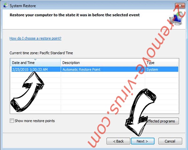 Tarmac malware - restore point